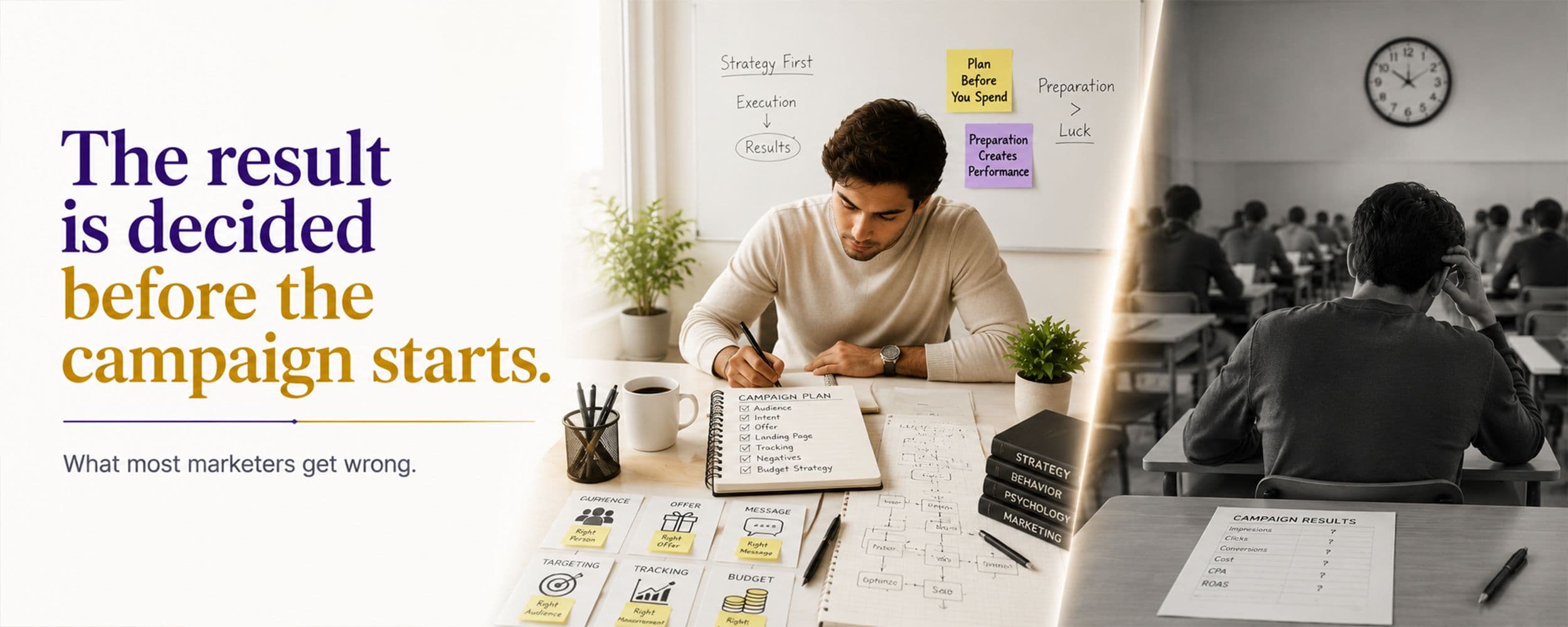Hero graphic for 'Win Before You Spend': a Google Ads campaign pre-launch checklist
