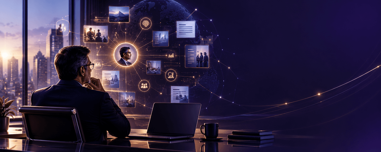 Founder expertise expanding into a connected network of content, buyers and AI discovery