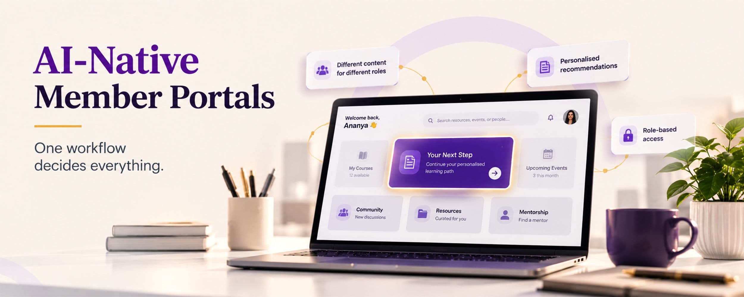 Login screen on a laptop and phone showing two instances of the same member portal with different contextual interface variations